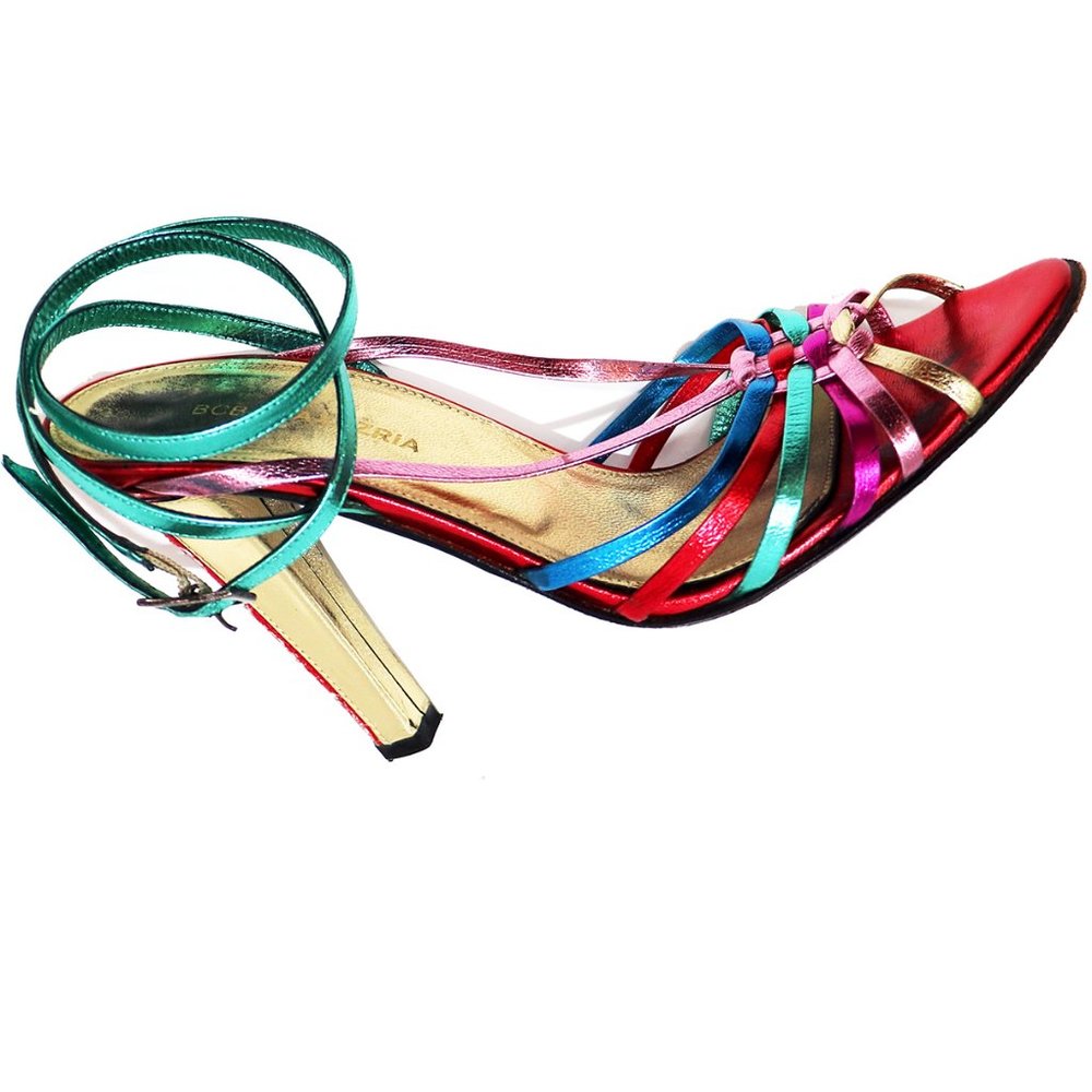 BCBGMaxAzria Multicolor Metallic Strappy Heel